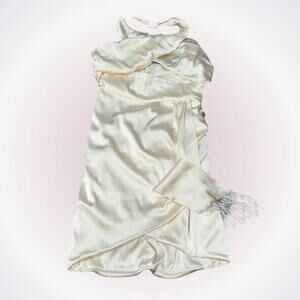 Oh Polly Halter Top Cream Satin Feel Dress | Sz 4